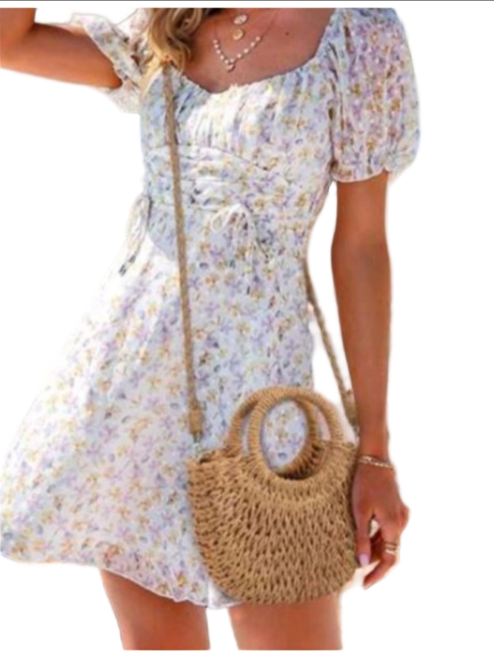 Tan Purse Straw Tote Bag Vacay Tote Shoulder Bag Light Brown Rattan Beach Purse - Picture 13 of 13